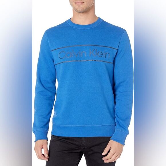 Calvin Klein Men's Classic CK Logo Fleece Crewneck Sweatshirt - Picture 2 of 5